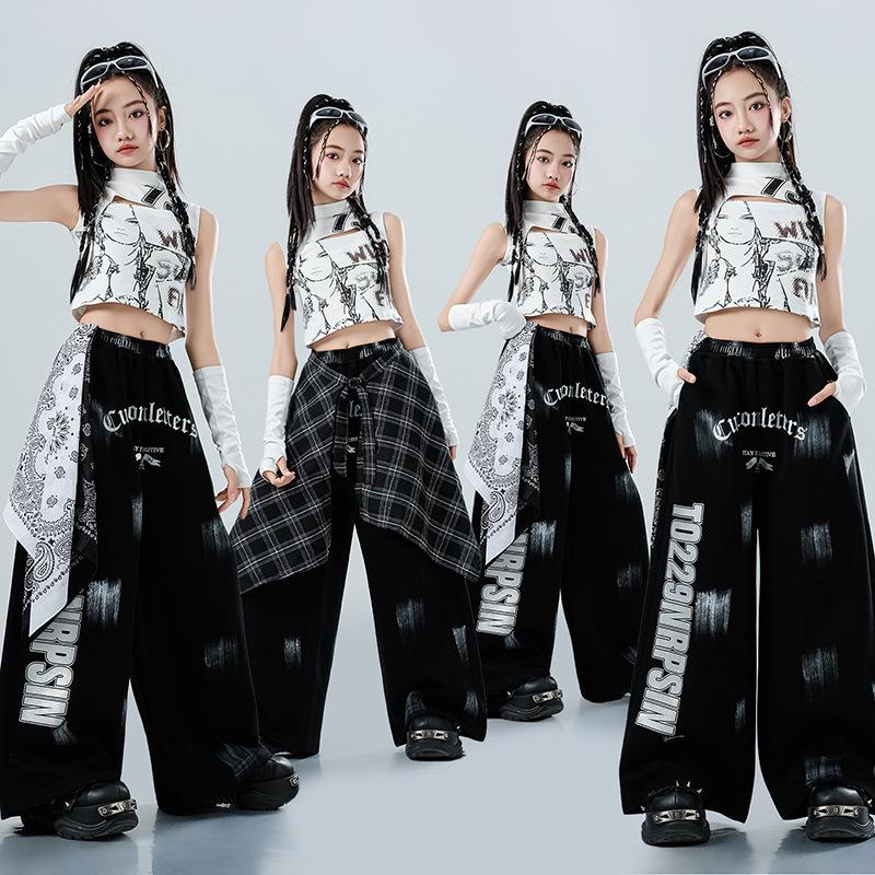 Trendy Girls' Jazz & Hip Hop Dance Crop Top Performance Costume