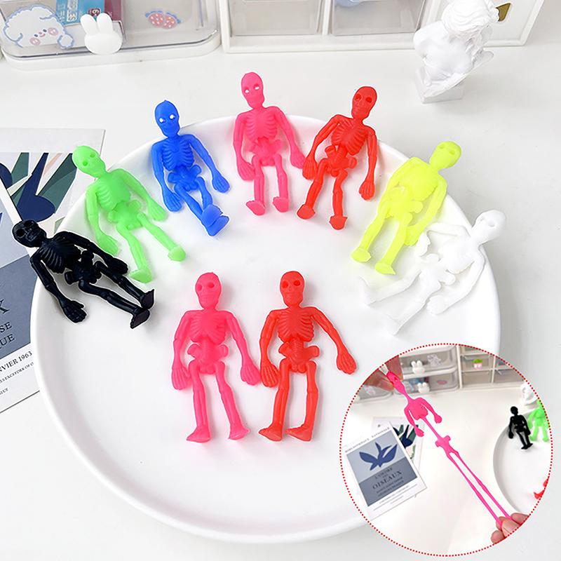 5Pcs Halloween Stretchable Skeleton Party Favors Tpr Soft Rubber Zombie Horror Ventilate Stress Relief Toy Halloween Kids Gifts