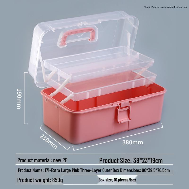 Foldable Three-Tier Extra Large Guka Nail Art & Tool Storage Box for Art Students
