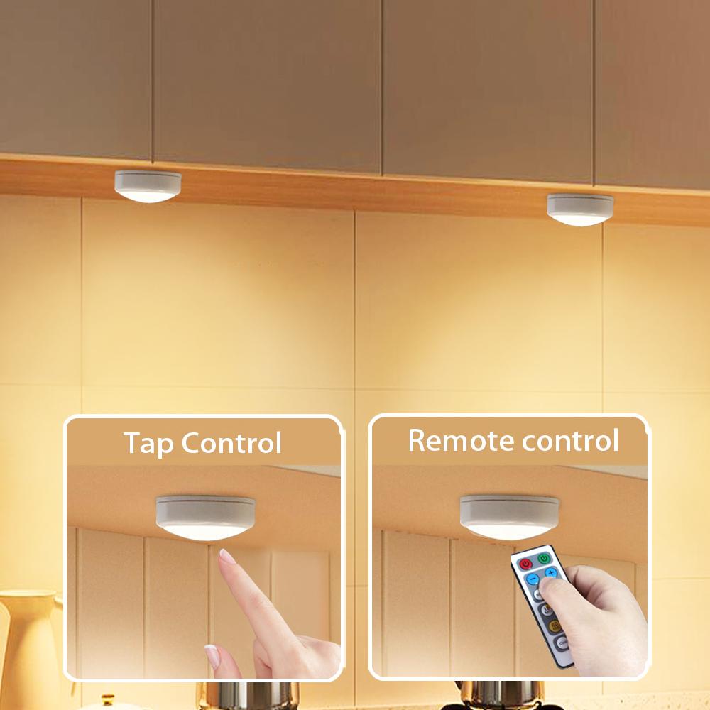 3 Color Puck Light Remote Rechargeable Atmosphere Holiday Lighting LED Cabinet Kitchen Dimming Color Magnetic Night Light