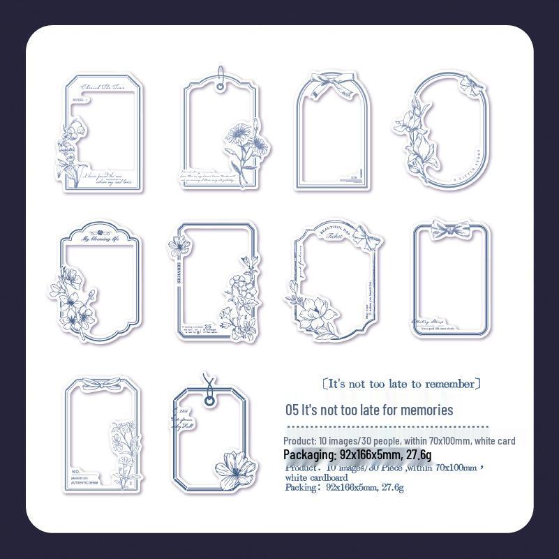 Yan Ji Hollow-Out Collage Card Set - Late Spring Series: 30 Sheets, Basic Border Material, 6 Styles Available