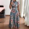 Autumn new style flower print short-sleeved pendulum dress women's clothing