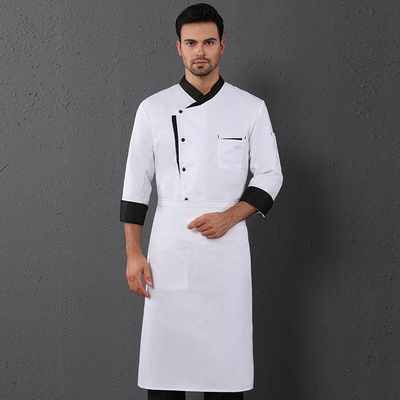 Uniforme de travail de cuisine de cantine d'hôtel à manches longues, uniforme de chef de cuisine de boulanger pâtissier de gâteau, veste de chef de qualité pour hommes et femmes