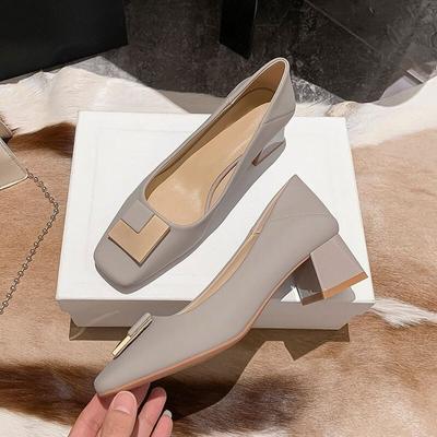 Fashion High Heels Women Party Shoes Elegant Office Lady Shoes Brand Women Middle Square Heel 4cm