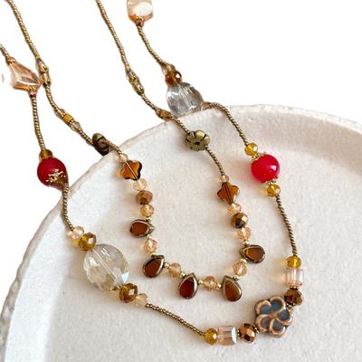 Water Drop-shaped Round Beads Long Autumn and Winter Stacked Necklaces, Retro Fashion Court Style Necklace Gifts