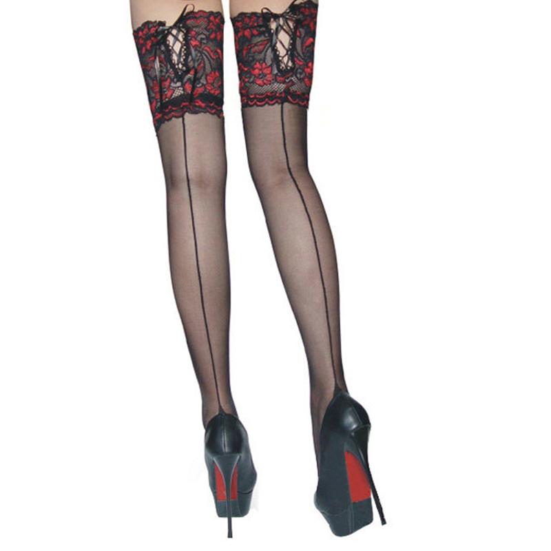 Thigh High Over Knee Stockings Bling Shiny Rhinestone Sexy Lace Top Stockings Mesh Fishnet Lingerie Female Nylon Long Stockings