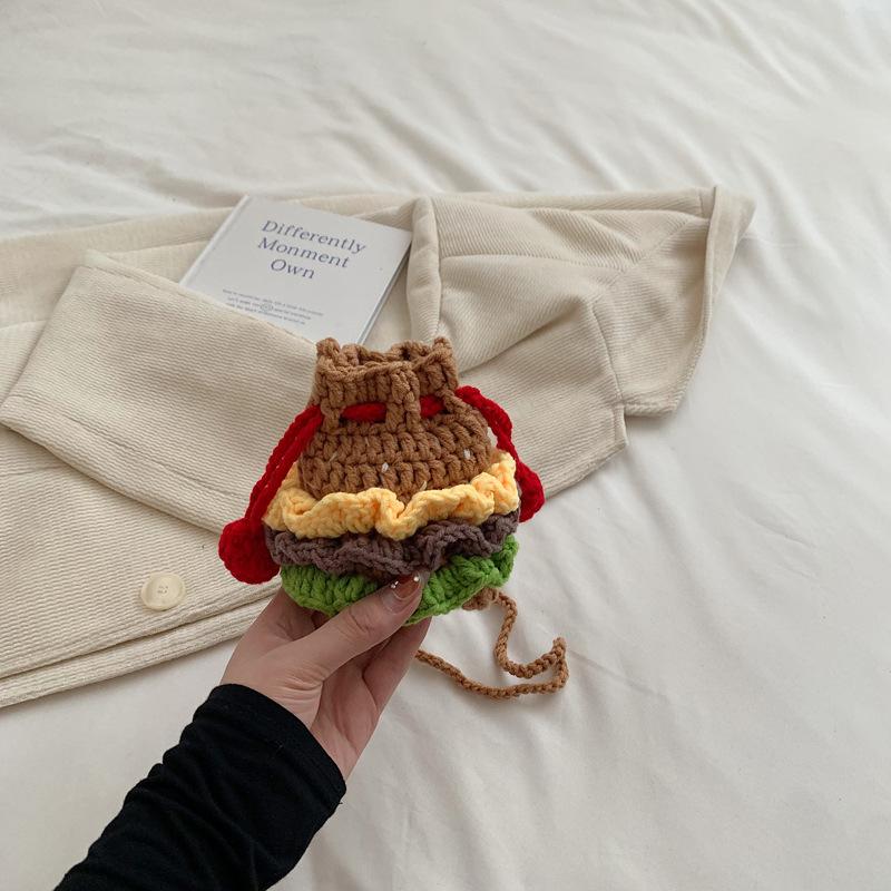Premium sense niche messenger bag women's autumn and winter new cute funny hamburger bundle pocket small change bag