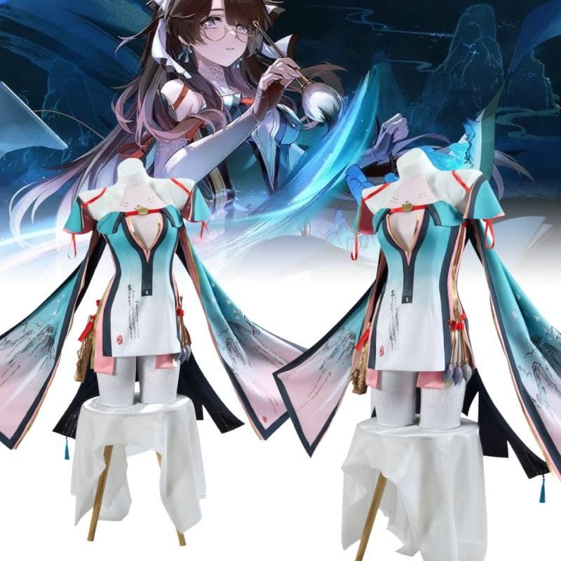 Wuthering Waves Christmas Zhezhi Xmas Lady Cosplay Costume Performance Fans Set