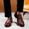 Men's Handmade Goodyear Welt Oxford Shoes - British Retro Chunky Toe Outdoor Casual Leather Shoes with Vintage Wash