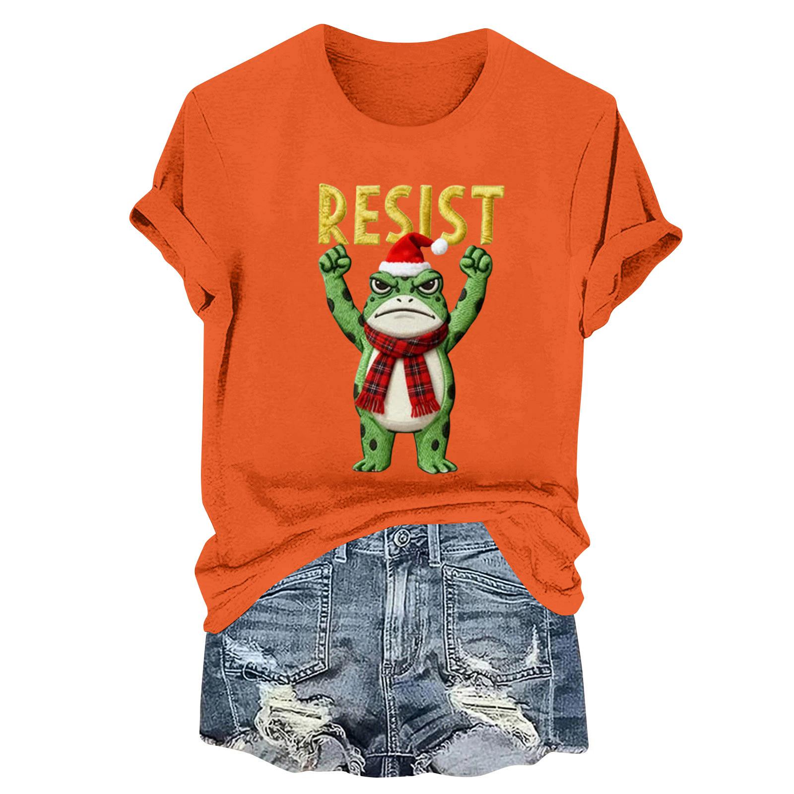 

Женская модная повседневная футболка-пуловер с принтом, круглым вырезом и короткими рукавами XXXXL оранжевый