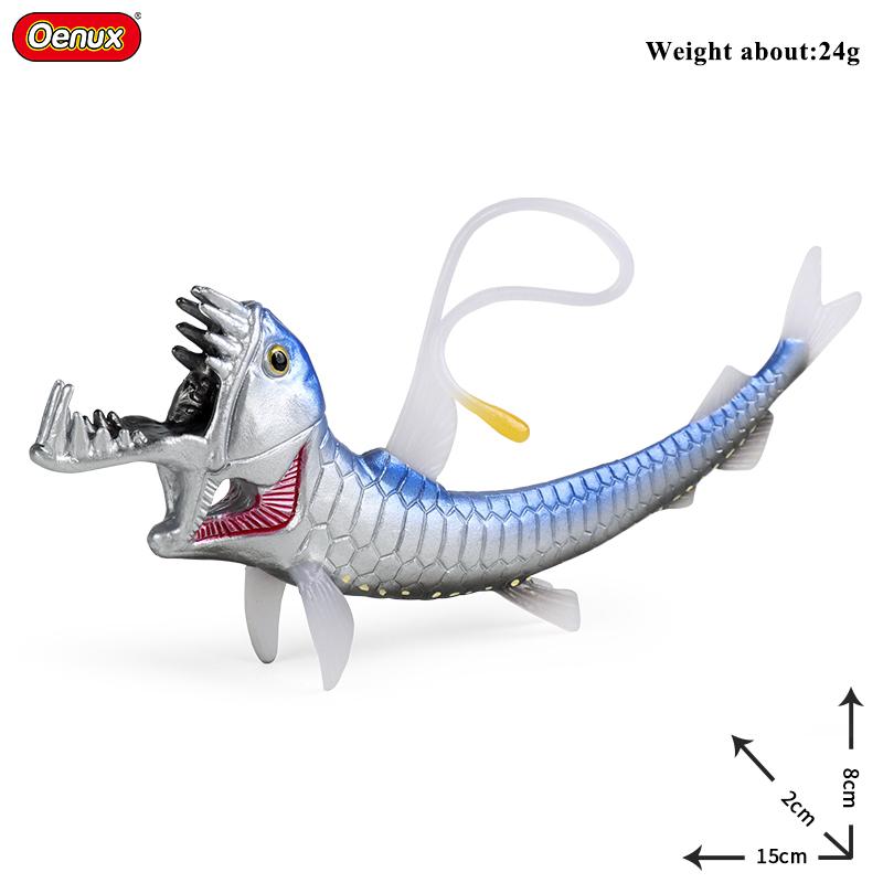 Oenux Sea Life Animals Model Action Figures Ocean Fish Sailfish Bass Grouper Salmon Aquarium Figurines PVC Educational Kids Toy