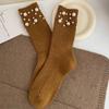 Solid Color Mid-Tube Socks Thicken Women Socks New Warm Socks  Winter