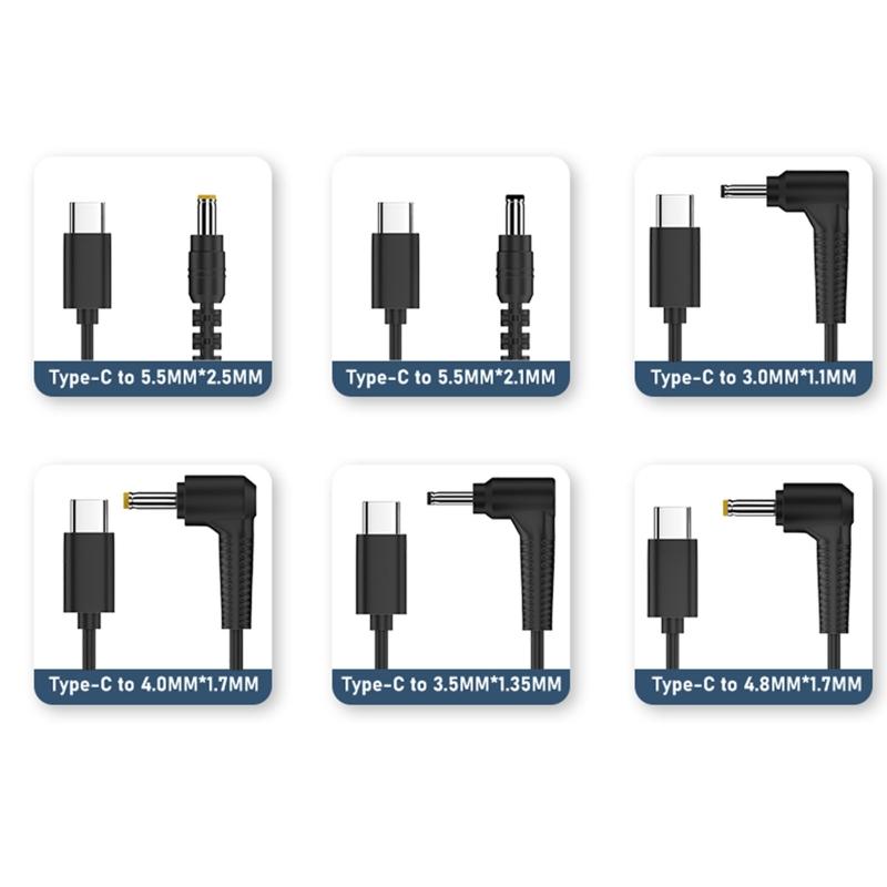 150cm USB C Type-C PD Male to 9V 12V 15V 20V 5.5x2.1 5.5x2.5mm 3.0x1.1 3.5x1.35mm 4.0x1.7mm 4.8x1.7mm Power Supply Adapter Cable