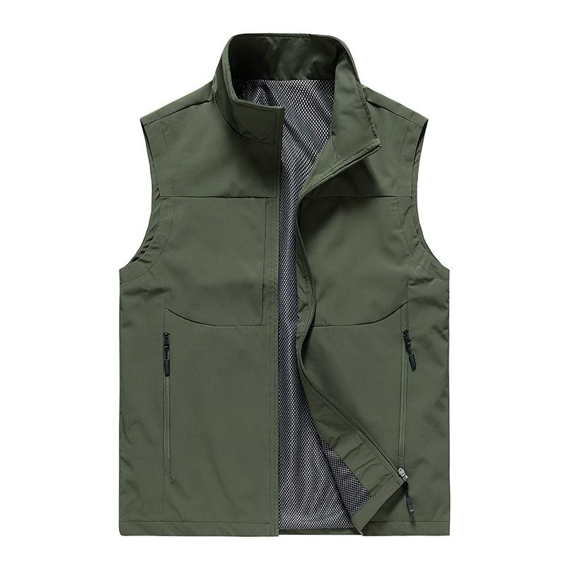 Gilet da Lavoro Autunnale da Esterno da Uomo Semplice Business Asciugatura Rapida Multitasche Gilet Cappotto
