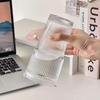 Large Capacity Glass Cup with Lid and Straw - Vertical Stripe Design for Juice, Coffee, or Water