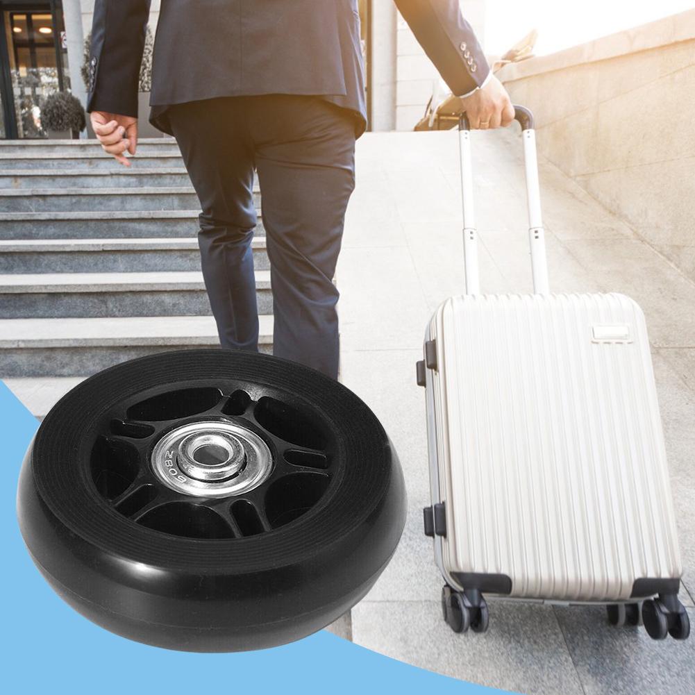 1 Pair Luggage Suitcase Replacement Wheels Mute Rubber Casters with Metal Bearings Axles Screw Wear Resistant Deluxe Repair Tool
