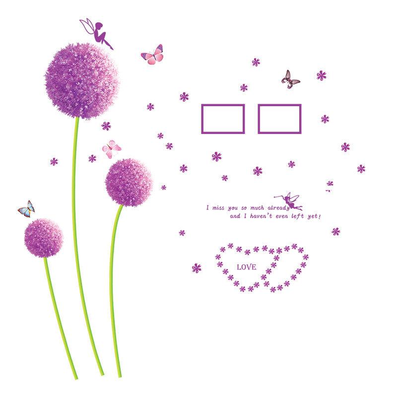 

Large Removable Wall Sticker Purple Ball Dandelion Flowers Home Decor DIY Wall Art Decal 50x70cm фіолетовий
