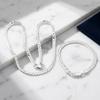 2Pcs 5mm Flat Chain Bracelet Silver-Plated Snake Chain Bracelet Side Chain Necklace Wedding Gift