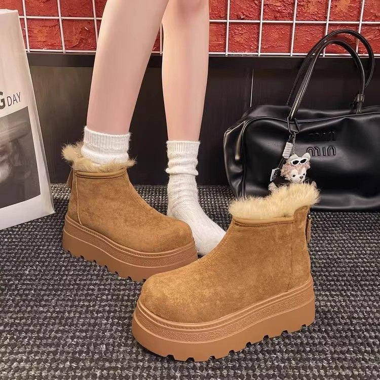 

Women s soft elastic thick soles heightening winter warm cold padded snow boots non-slip wear-resistant outdoor leisure sports cotton boots 40