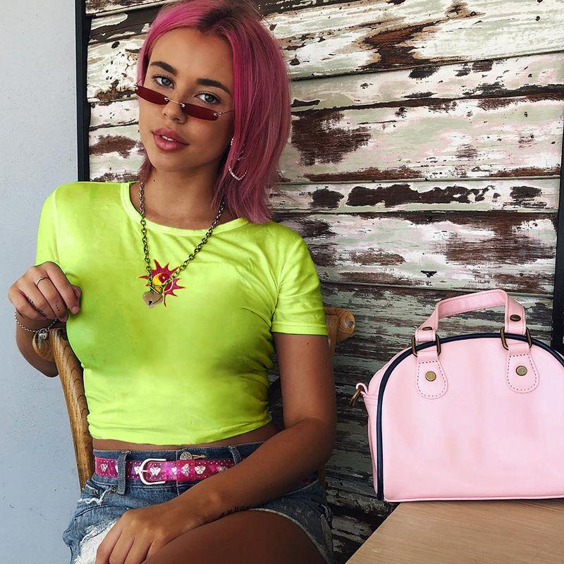 Fashion Crop Top Short Bottoming Shirt Embroider T-shirt Silm Thin Sweatshirt Slim Thin Sweater