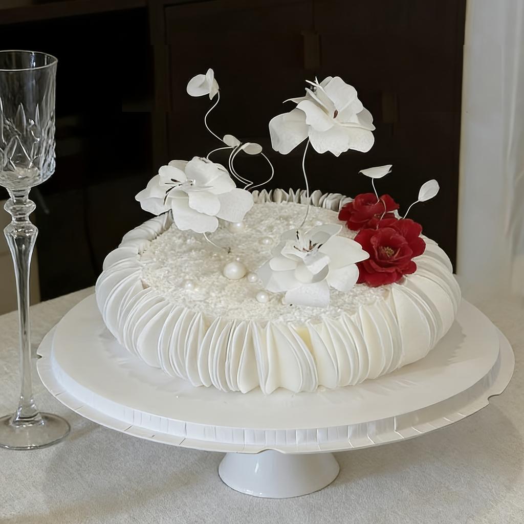 3D Round Cake Decorations, 120/160/210pcs DIY Swan and Rose Flower Shaped Cake Borders, Spherical Baking Decorations