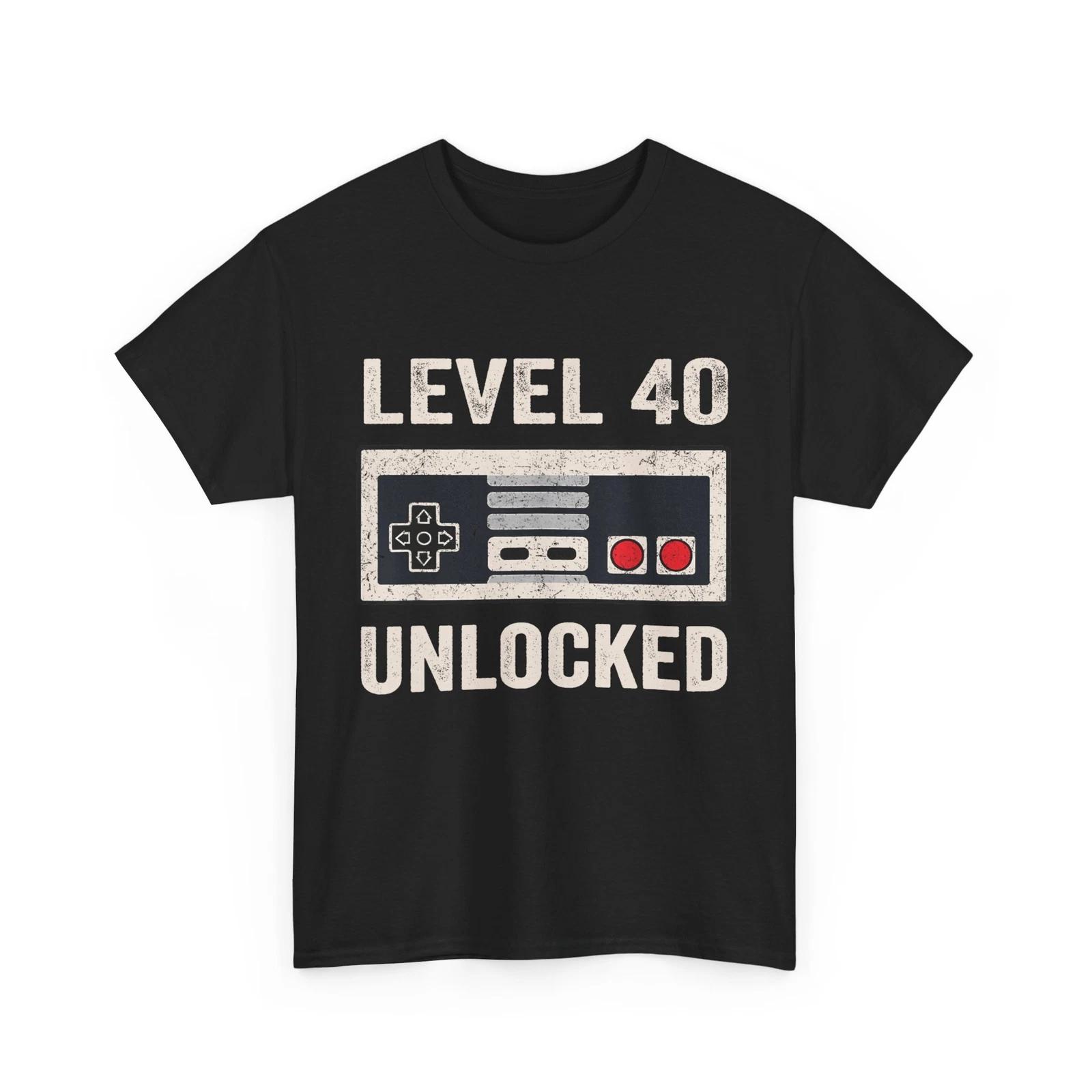 40th Birthday Shirt, Level 40 Unlocked Video Games Lovers Women Men Shirt 2XL