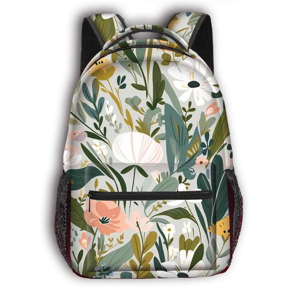 Cartoon Kpop Youthful School Bags Unisex Flowers Leaves Travel Bags 3D Print Oxford Waterproof Notebook Shoulder Backpacks
