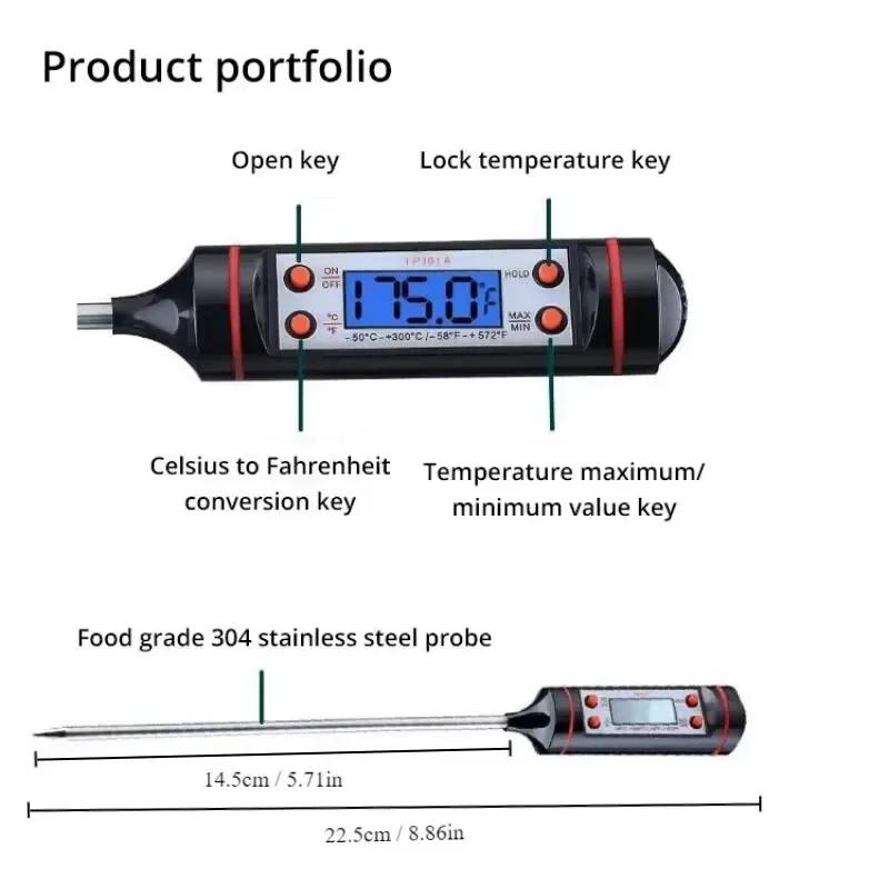 Kitchen Food Baking Digital Thermometer New Meat Thermometer Electronic Probe Type Digital Display Liquid Grill Thermometer