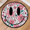 Modern Minimalist Round Pink Flower Mickey Smile Face Design Carpet Mat for Living Room Bedroom Home Decoration Rug Kitchen Mat