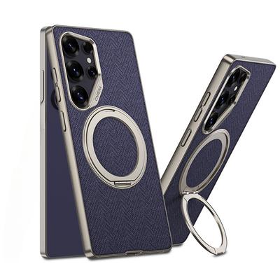 Für Samsung Galaxy S25 S24 S23 Ultra Telefonhülle 360° drehbarer Ringhalterungshalter Kistand PU-Leder Schutzhülle Stoßfest