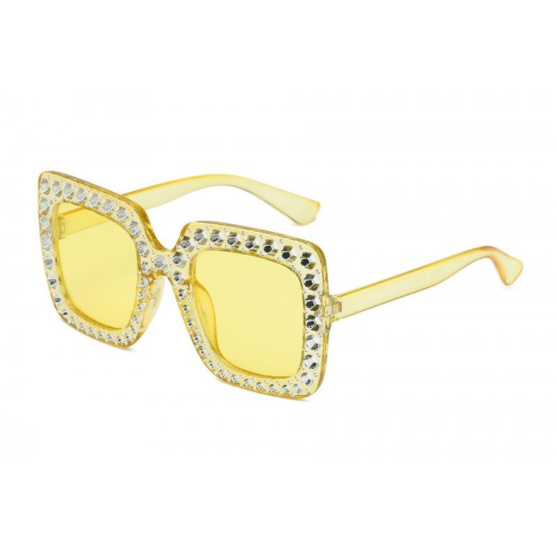 Starry Sky Sunglasses With Diamond Accents, Large Frame Glasses, Square Sunglasses, Street Style Trendy Personalized Sunglasses For Women