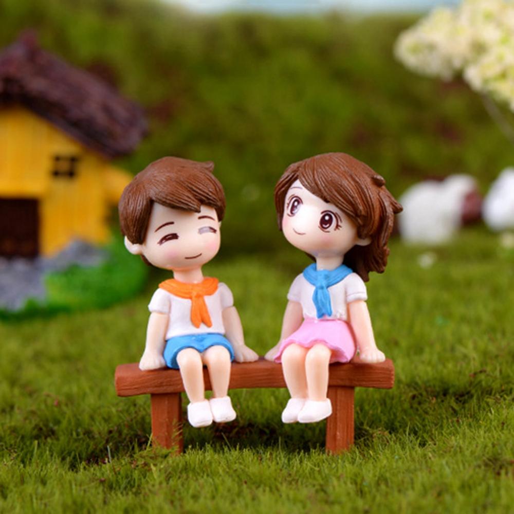 Dollhouse Creative Mini Sweety DIY Stool Couples Lovers Figurine Boy Girl Ornament Dolls Miniatures