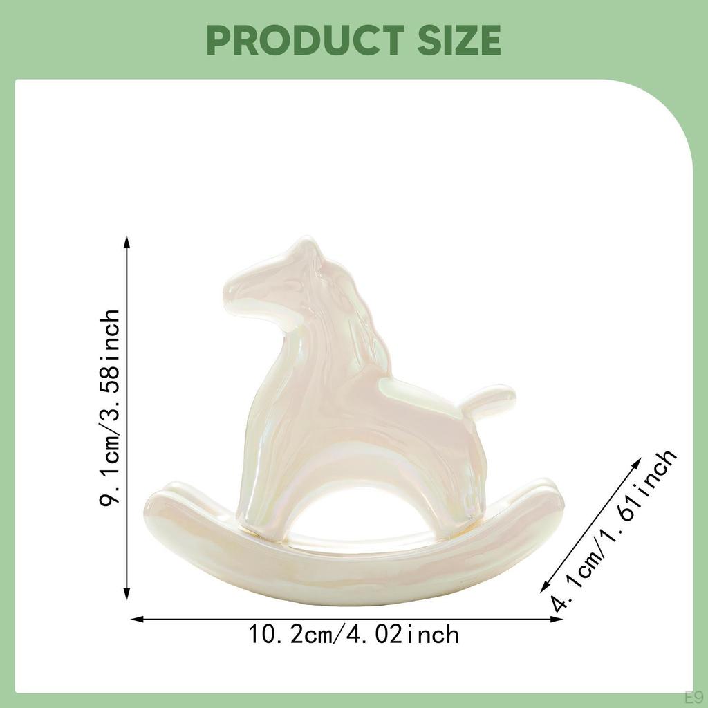 Ceramic Rocking Horse Statue Sculpture Electroplating Figurine for Table Centerpiece