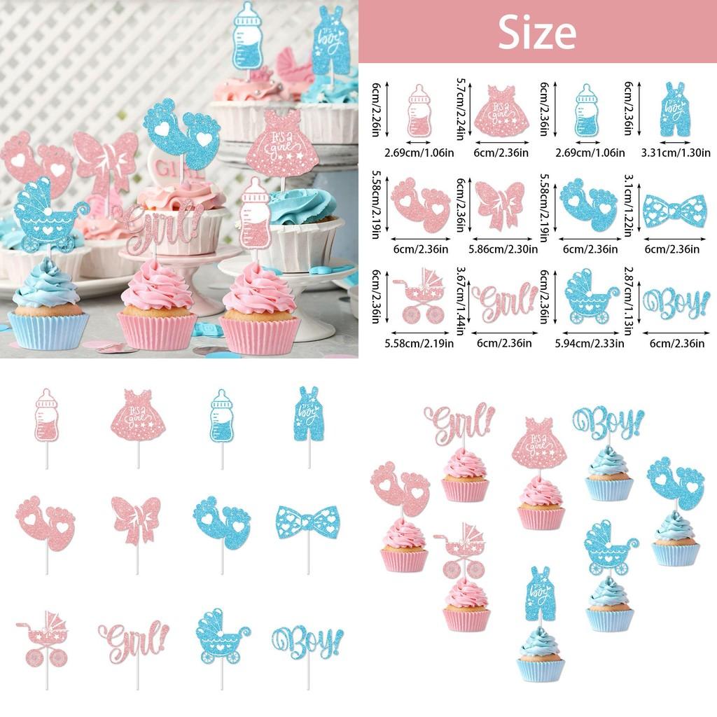 Cake Decor Flags For Boys And Girls First Birthday Party With Gold Glitter Paper