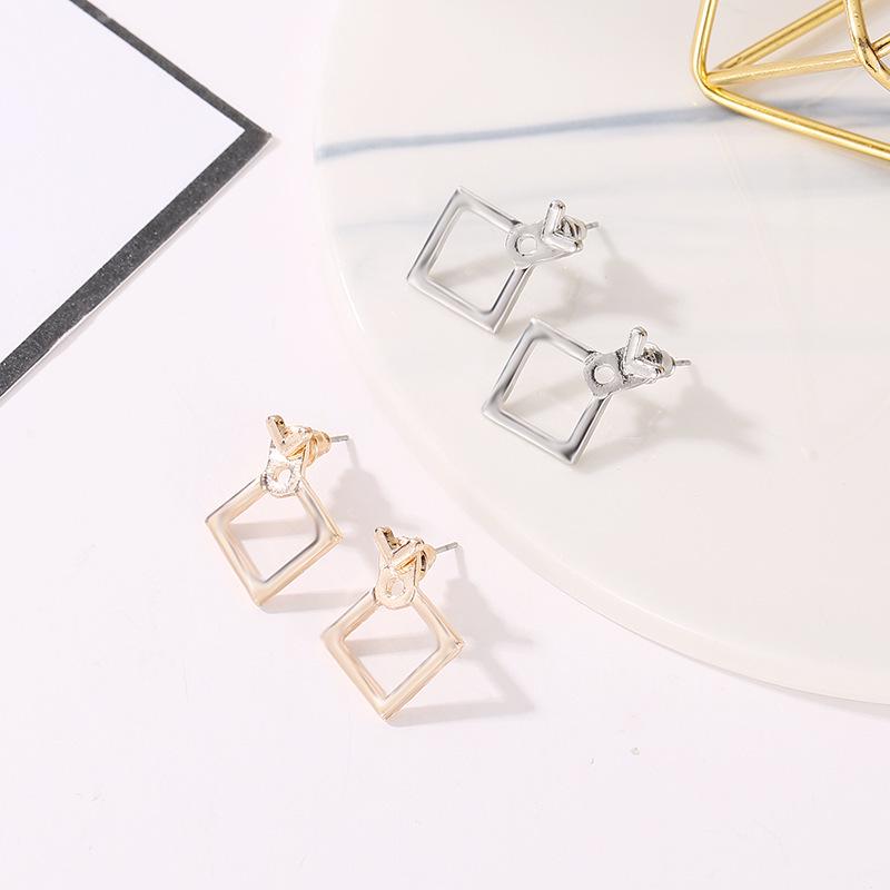Cross-Border Fashion Jewelry: Creative Metal Hollow Triangle Diamond Earrings