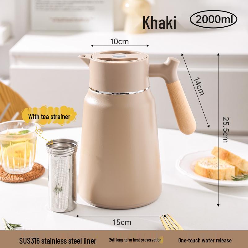 New 316L Stainless Steel Thermos Flask with Red Inner Liner - Large Capacity Warm Household Bottle and Kettle
