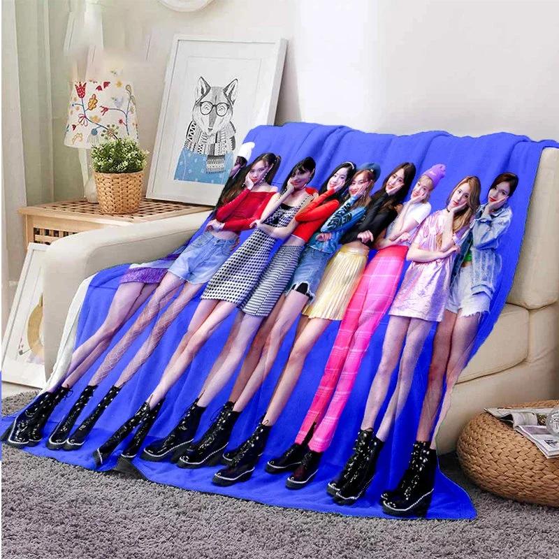 Coperta Kpop Twice Gruppo di Ragazze Moda Stampata Coperta in Flanella Regalo Divano Ufficio Letto Coperta Calda Camera da Letto Ragazze Copriletto