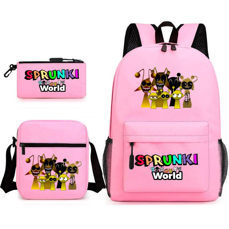 New Rhythm Box Sprunki Music Game Schoolbag Backpack Pencil Case Three-piece Set Student Heat Transfer Backpack D