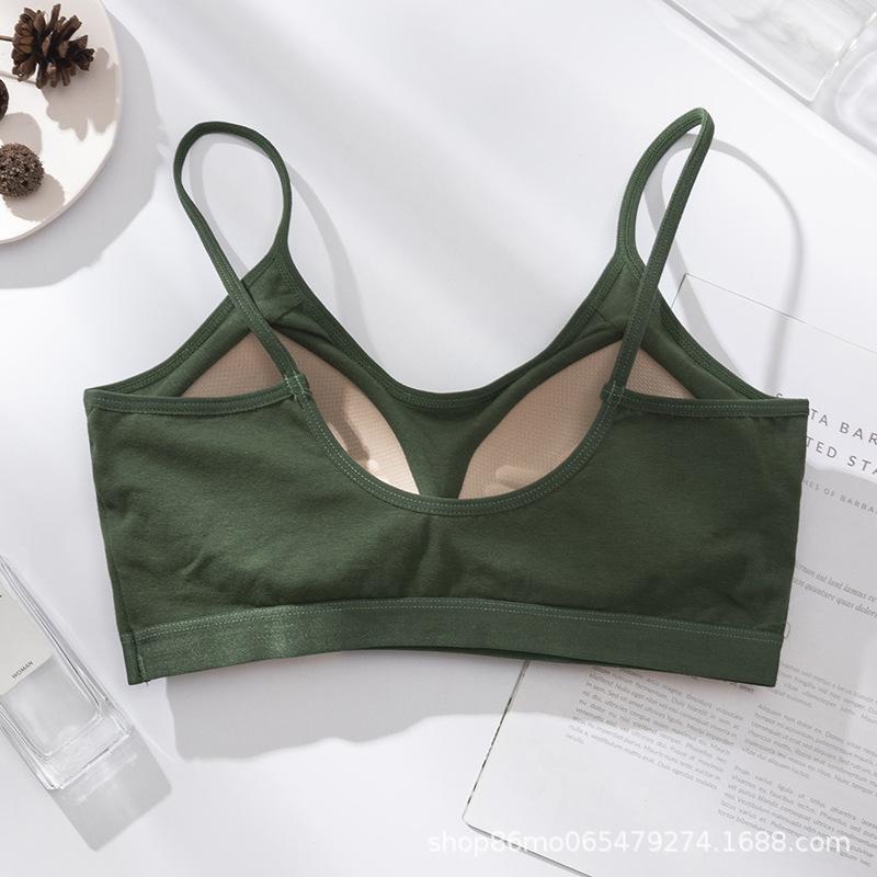 Fixed Cup One-piece Beauty Back Wrapped Chest Tube Top Cotton Gathering Bra Student Sling Sports Vest Girl Underwear
