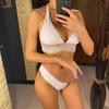 S - XL 5 Color Splicing Halter V Neck Bikini Female Swimsuit Women Swimwear Two-pieces Bikini Set Bather Bathing Suit Swim