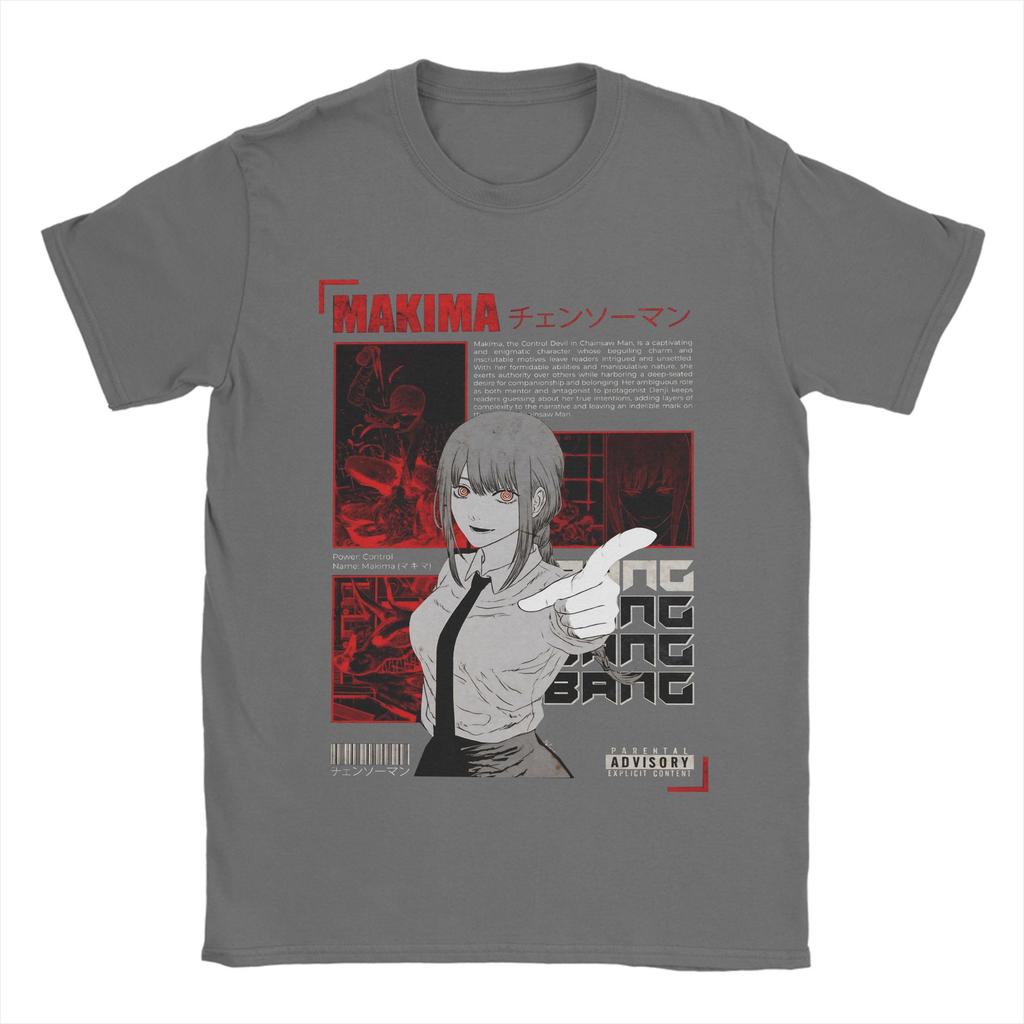 Makima Chainsaw Man Japanisches Anime-Poster T-Shirt Sommer Harajuku T-Shirts Herren Baumwolle Oversize-T-Shirts Kurzarm Vintage-T-Shirt