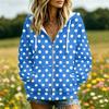 Women's Polka Dot Print Long Sleeve Hooded Jacket with Pockets and Casual