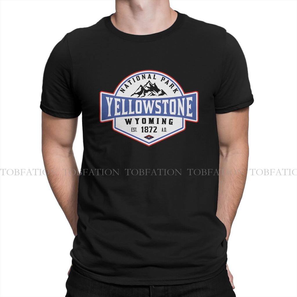 Yellowstone National Park Original Tshirts Wyoming Mountains Hiking Camping Hike Camp Print Homme T Shirt New Trend Clothing