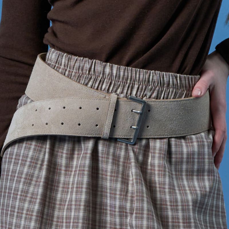 

KOLEAT Замшевый Натуральная Коровья Кожа Широкий Многослойный Ремень с Большой Пряжкой [КРЕМОВО-БЕЖЕВЫЙ] CREAM_BEIGE_FREE