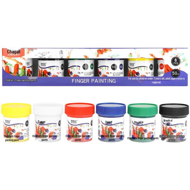 Washable 6-Color Finger Paint Set for Kids - DIY, Doodle & Art Projects 50ml