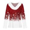 Women's Fashionable Casual V-Neck Christmas Print Long-Sleeved Top