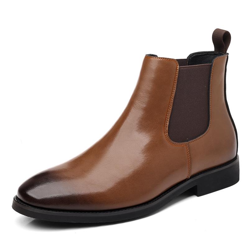 British Vintage Chelsea Boots Men's Shoes Fleece Leather Boots Martin Boots Plus Size Boots Men's