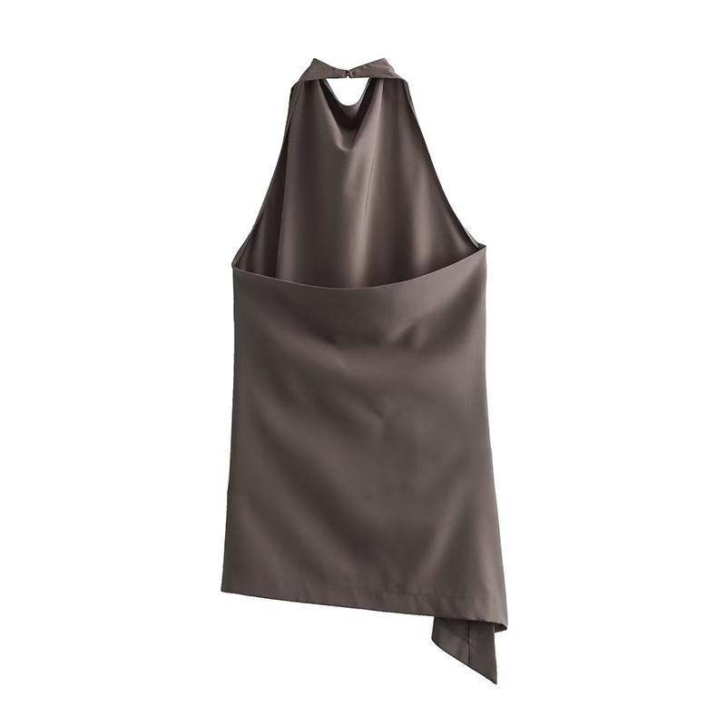 Fashion Pant Suits Backless Sexy Halter Camis Top + Elastic Waist Straight Wide Leg Trousers 2 Pieces Set Women Outfits