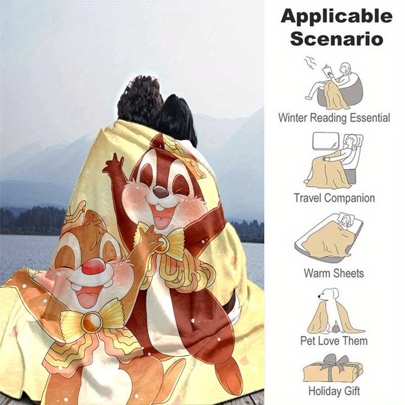 1pc, Charming Chip 'n Dale Blanket Perfect for Home Decor, Couch Cover, Outdoor Use, Travel, Camping, Car, Beach, Office Nap Ideal Gift