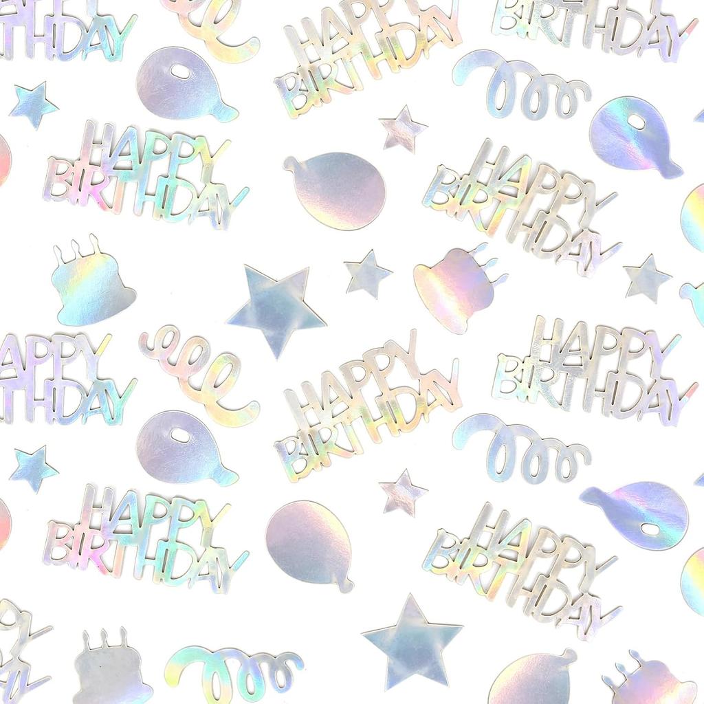 Happy Birthday Confetti for Table Iridescent Balloon Star Shaped Table Scatter Suitable for Disco Themed Birthday/Anniversary Party Decorations